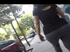 Mexican milf with a big butt walks in public