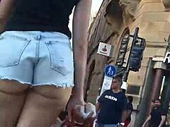 Cheeky couple goes shopping for shorts