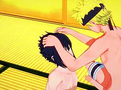 Naruto in Sasuke se prepustita čutnemu oralnemu užitku v tem hentai videu