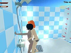Bathroom fetish play with a femdom mom using a strap-on