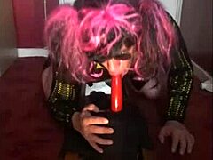 A bisexual crossdresser craves a taste of his own ass from around a real cock in this homemade video