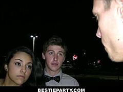 Best friends get naughty in the car on prom night