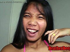 Thai tenåring Heatherdeep gir en intens deepthroat blowjob og får en creampie i halsen