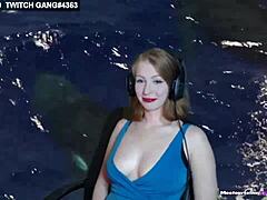 Gamer girl strips down and flashes her big tits on live stream