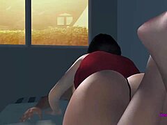 Een 3D-porno-animatie bevat een sensuele handjob- en pijpscène