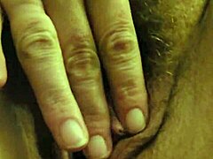 Chubby milf fingers her hairy pussy for a creampie surprise