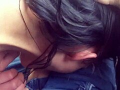 Public blowjob and deepthroat from a young amateur