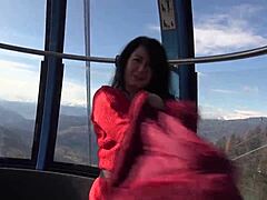 Stranger's anal play with German escort on a cable car