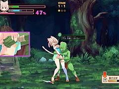Erotisk gameplay med en söt blondin i en hentai-parodi