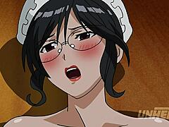 Napalona pokojówka z dużymi cyckami karmi piersią swojego szefa w nieocenzurowanym filmie hentai