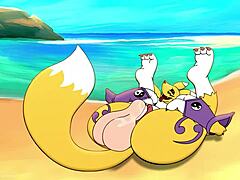 La babe Anime Renamon viene scopata nel suo grande culo