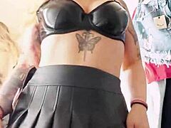 Nanda Ragna's big natural tits and cute lingerie in a shopping cart masturbation video