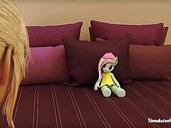 Emma, sarışın bir futanari, sansürsüz 3D oyunda bebekle birlikte hareket ediyor