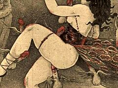 Vintage erotik illüstrasyonlar: Animekarikatür sanat eserleri koleksiyonu