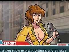 April O'Neil's big tits bounce in animated porn movie